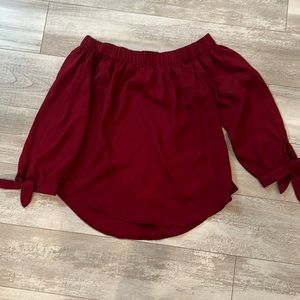 Red off the shoulder blouse